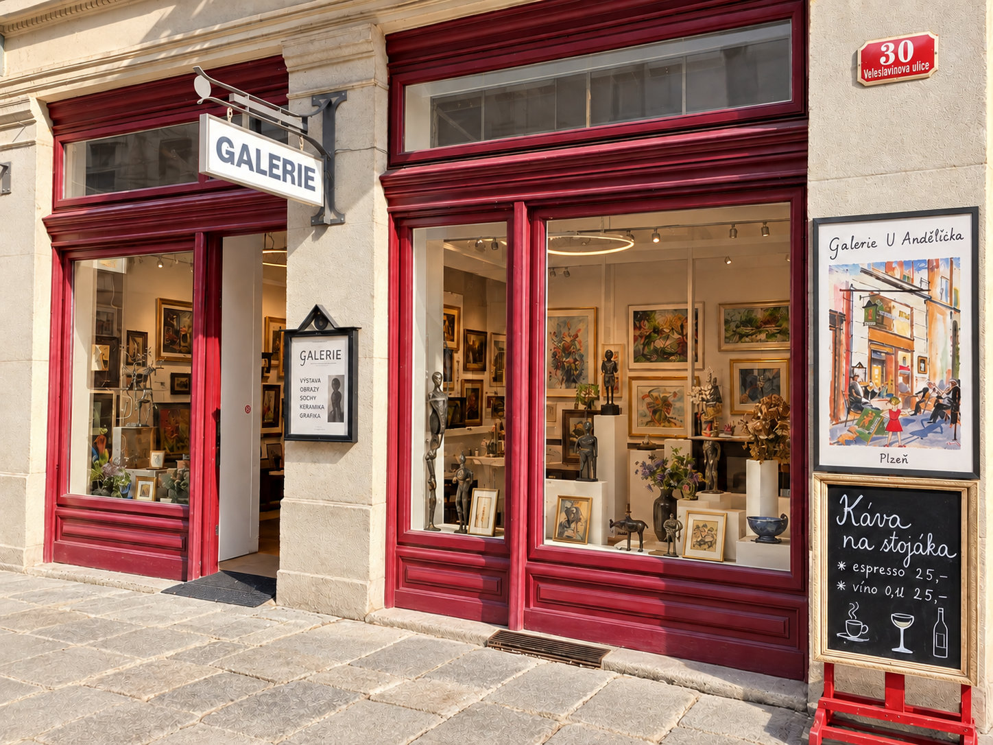 Výloha Galerie U Andělíčka v Plzni